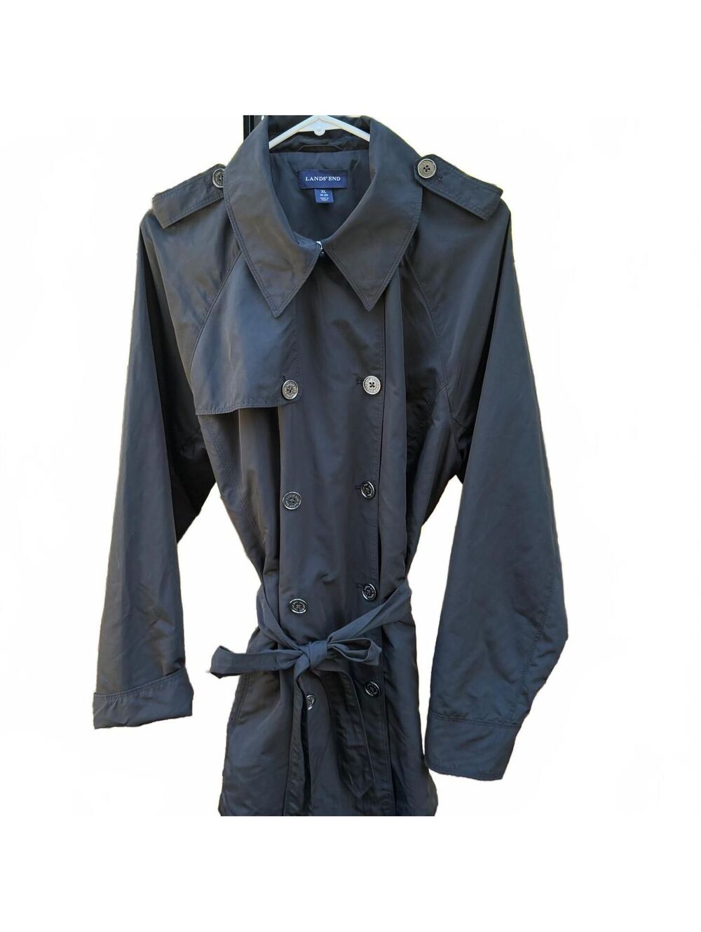 Wmn's XL - Lands' End - Black Trench Coat